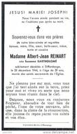 DIFFERDANGE ..-- Mme Susanne BARTHOLOME , épouse De Mr Albert REINART , Née En 1905 , Décédée En 1944 à DIFFERDANGE . . - Differdange