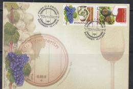 WINE- ROMANIA - 2010 - WINE SET OF 2  ON  ILLUSTRATED FDC - Vins & Alcools