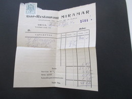 Spanien 1940 Rechnung Mit Fiskalmarke / Gebührenmarke ? Bar Restaurant Miramar Hotel Propiedad Del De La Playa Deva - Briefe U. Dokumente