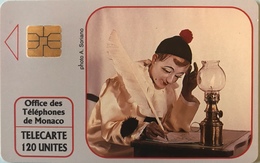 MONACO  -  Phonecard  -  MF 20  -  Pierrot L'Ecrivain  - 120 Unités - Monace