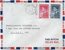 VIET-NAM LETTRE PAR AVION DEPART SAIGON 2-1-1962 VIETNAM POUR LA FRANCE - Viêt-Nam