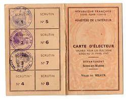 VP17.085 - MEAUX 1946 - Carte D'Electeur - Veuve Marguerite Joséphine GUILLION - Otros & Sin Clasificación