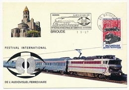FRANCE - OMEC "Brioude - 11eme Festival International De L'Audiovisuel Ferroviaire" 1987 Sur CPM Loco CC40103 - Eisenbahnen