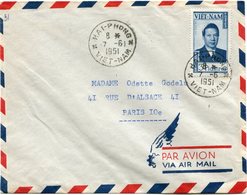 VIET-NAM LETTRE PAR AVION DEPART HAI-PHONG 7-6-1951 VIET-NAM POUR LA FRANCE - Viêt-Nam