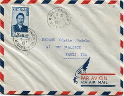 VIET-NAM LETTRE PAR AVION DEPART HAI-PHONG 7-6-1951 VIET-NAM POUR LA FRANCE - Viêt-Nam