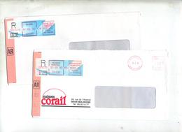 2 Lettre Recommandée Vignette Mulhouse Kembs - 1985 Papel « Carrier »