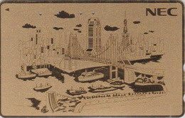 TC DOREE Japon / 110-170814 - NEC - BATEAU & PONT - SHIP BRIDGE & TOKYO TOWER Japan GOLD Phonecard - SCHIFF - 439 - Bateaux