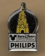 Pin's "EuroDisney Official Sponsor Philips" Château De La Belle Au Bois Dormant Tête De Mickey Disney - Disney