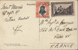 Rep Di San Marino YT 186 Fondazione Dei Fascix + 197 CAD Republica Di San Marino 21 SET 1935 CPA S Marino - Used Stamps