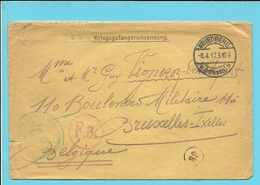 Brief Van OFFISIERGEFANGENENLAGER FRIEDBERG , Stempel Op 8/4/17 Naar BRUXELLES - Kriegsgefangenschaft