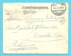 Brief Van OFFISIERGEFANGENENLAGER FRIEDBERG , Stempel Op 11/4/17 Naar BRUXELLES - Kriegsgefangenschaft