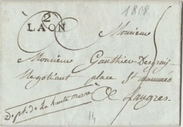 AISNE - Lettre De LAON à Destination De LANGRES - 1808 - 1801-1848: Precursors XIX