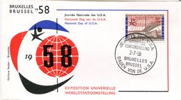 14158135 Belgium 19580702 Bx Expo58; Journée Des USA; Pli - 1958 – Bruselas (Bélgica)