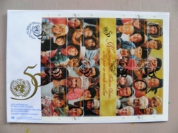 Fdc Cover UN United Nations Geneve Switzerland 1995 50th Ann. Sheetlet People 18x26cm - Brieven En Documenten