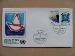 Fdc Cover UN United Nations Geneve Switzerland 1983 Safety Sea Lighthouse Phare - Covers & Documents