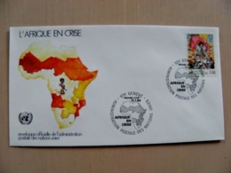 Fdc Cover UN United Nations Geneve Switzerland 1986 Map Africa Crise - Cartas & Documentos