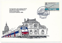 FRANCE - Cachet Temp "RER ERMONT - EAUBONNE - INVALIDES 24/25-9-1988" S/CPM MJC Ermont - Trains
