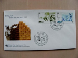 Fdc Cover UN United Nations Geneve Switzerland 1987 Shelter For The Homeless - Cartas & Documentos