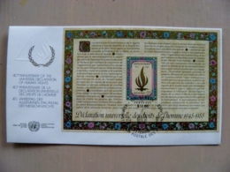 Fdc Cover UN United Nations Geneve Switzerland 1988 M/s Block 40th Ann. Declaration - Lettres & Documents