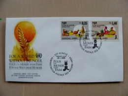 Fdc Cover UN United Nations Geneve Switzerland 1988 World Without Hunger Food Fruits - Briefe U. Dokumente