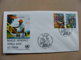 Fdc Cover UN United Nations Geneve Switzerland 1989 World Bank - Cartas & Documentos