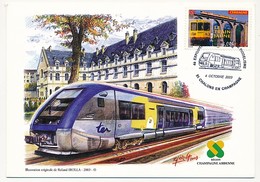 FRANCE - Cachet Temp "4eme Exposition...de Modélisme - Chalons En Champagne - 4/10/2003" Sur CPM - Trains