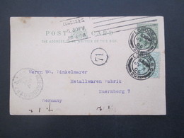 GB Ganzsache Mit Zusatzfrankatur London - Nürnberg Mit Ank. Stempel - Briefe U. Dokumente