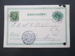 Schweden 1901 Ganzsache Mit Zusatzfrankatur Und Schifsspost Stempel Trelleborg - Sassnitz 142 Nach Nürnberg - Covers & Documents