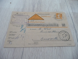 Lettre France Contre Remboursement 5 C Semeuse Orange Bi Lingue Allemand Alsace Lorraine 1923 - Cartas & Documentos