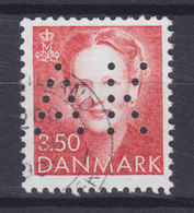 Denmark Perfin Perforé Lochung (A32) 'AK' Aalborg Kommune, Aalborg 3.50 Margrethe II. (Cz. Slania) (2 Scans) - Variétés Et Curiosités