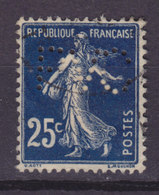 France Perfin Perforé Lochung 'PVC' 1907 Mi. 119, 25c. Semeuse (2 Scans) - Used Stamps