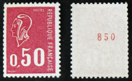 N° 1664b 50c BEQUET Roulette N° Rouge Neuf N** TB Cote 25€ - 1971-1976 Marianne (Béquet)