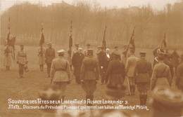 57-METZ- CARTE-HPOTO-FÊTES DE LA LIBERATION D'ALSACE-LORRAINE,DISCOURS DU PRESIDENT POINCARE REMET SON BÂTON A PETAIN - Metz