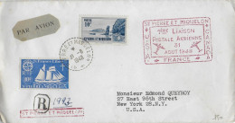 SPM - 1948 - SERIE De LONDRES "FRANCE LIBRE" - ENVELOPPE RECO AVION => NEW YORK -  1° VOL SPM / CANADA / USA / FRANCE - Briefe U. Dokumente