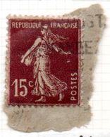 FRANCE N° 189 15C BRUN LILAS TYPE SEMEUSE CAMEE PAPIER JAUNATRE OBL - Gebraucht