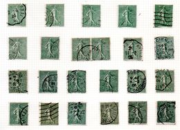 FRANCE N° 130 15C VERT GRIS TYPE SEMEUSE LIGNEE VARIETES DE NUANCES OBL - Used Stamps