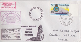 Polaire Sudafricain, N°217 (TdC) Obl. Cape Town Le 29 I 81 + Coord. Gouth Is + Mammal Research Et Ms Agulhas Voyage 17 - Storia Postale