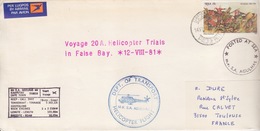 Polaire Sudafricain, N°487 Obl. Cape Town Le 14 VIII 81 + Voyage 20A Helicopter Triais In False B Et Ms Agulhas Voyage X - Cartas & Documentos