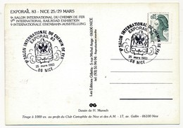 FRANCE - Cachet Temp. 9eme Salon International Du Chemin De Fer - EXPORAIL NICE 25/3/1963 S/CPM - Trenes