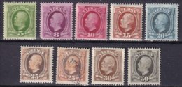 SUEDE - 9 Timbres Oscar II De 1891/1913 - Unused Stamps