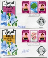 Nevis Mi#  74-6 Gutter Pair FDC - Lady Diana Royal Baby William - Map, Flag, Flora -  Partly With Artist Signature - St.Kitts And Nevis ( 1983-...)