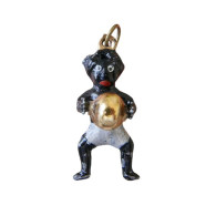 Ancien Pendentif Bronze De Vienne Enfant Bébé Noir Metal Charm Breloque 1900 - Pendants