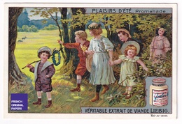 Jolie Chromo Liebig Circa 1910 Plaisirs D'été Promenade Forêt Fille Robe - Victorian Trade Card Summer Edwardian A34-92 - Liebig
