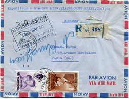 VIET-NAM LETTRE RECOMMANDEE PAR AVION DEPART SAIGON 19-7-1957 VIET-NAM POUR LA FRANCE - Viêt-Nam