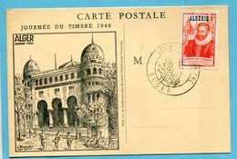 Carte Illustrée "ALGER " Bladinières-- Journée Du Timbre 27 Juin 1946 - Storia Postale