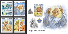 Angola 2019, Pope J. Paul II, 4val In BF +BF IMPERFORATED - Angola