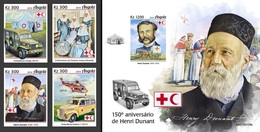 Angola 2019, Red Cross, Dunandt, Cars, 4val In BF +BF IMPERFORATED - Henry Dunant