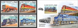 Angola 2019, Trains In Africa, 4val In BF +BF IMPERFORATED - Angola