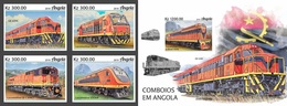 Angola 2019, Trains In Angola, 4val In BF +BF IMPERFORATED - Angola