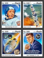 Angola 2019, Space, Apollo 11, Kennedy, 4val In BF IMPERFORATED - Angola